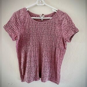 J. Jill Textured Soft Stretch Knit Tee Pink Mauve M